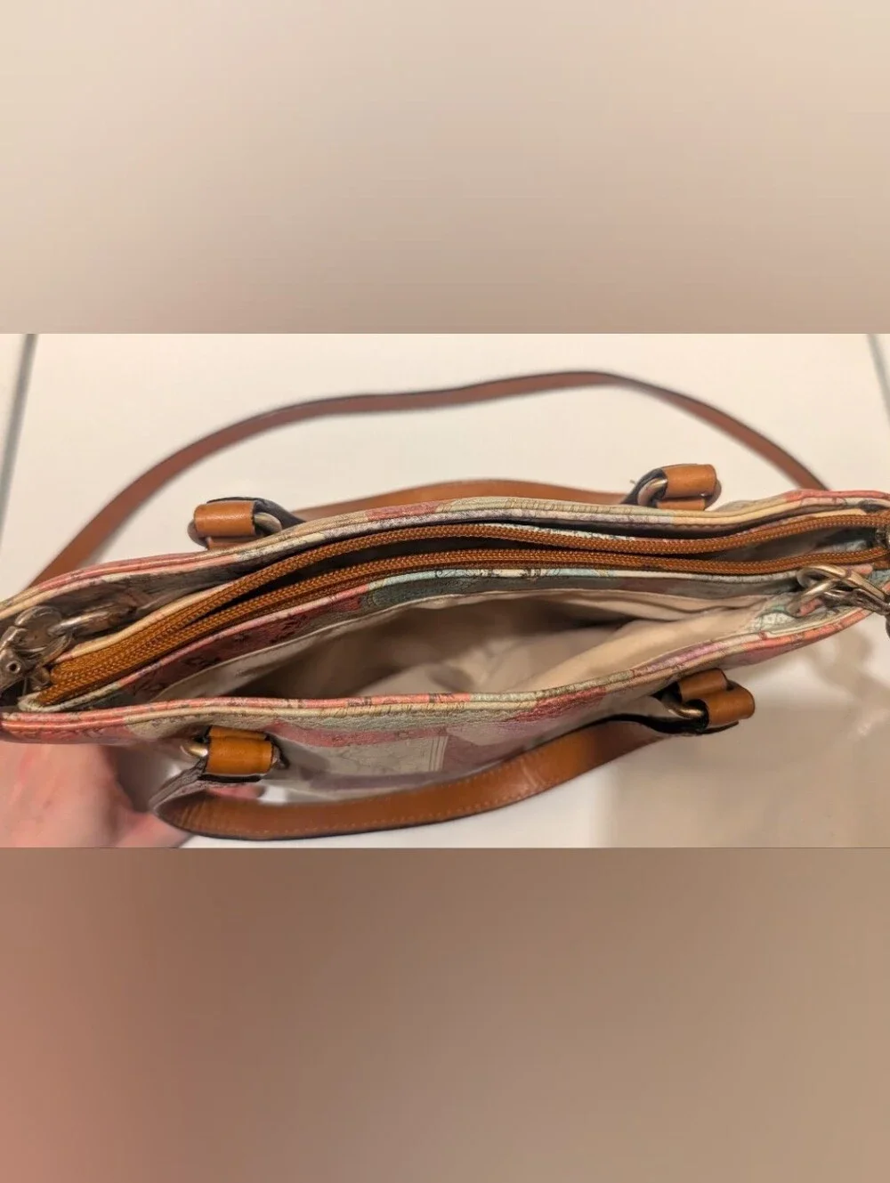 Vintage Fossil NWT Coronado Boho Leather Multicolor Floral Two Strap Purse